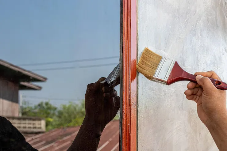Superficie de madera siendo barnizada por un profesional